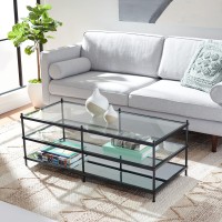 Safavieh Home Collection Cathal Matte Blackglassmirror 3-Tier Living Room Coffee Table Cof6204A, 0