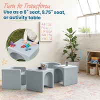Ecr4Kids Tri-Me 3-In-1 Cube Chair, Kids Furniture, Light Grey