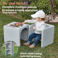 Ecr4Kids Tri-Me 3-In-1 Cube Chair, Kids Furniture, Light Grey