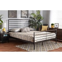 Baxton Studio Alva Industrial Black Finished Metal Full Size Platform Bed