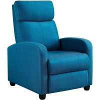 Yaheetech Fabric Recliner Sofa Modern Single Recliner Sofa Home Theater Seating With Thick Seat Cushion, Backrest And Pocket Spring, Blue