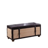 Ore International 37-Inch Bonded Leather Wade Suitcase Storage Bench In Brown