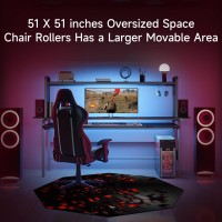 51 X 51 Large Gaming Chair Mat, Natural Rubber Computer Chair Mat For Hard Floor, Game Floor Protector For Hardwood Floor, Soft/Non-Slip/Scratch-Resistant & Washable (Octagon-3D)