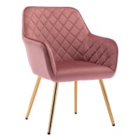 Duhome Velvet Accent Chair With Gold Legs Upholstered Vanity Chair With Back Leisure Armchair For Living Room Bedroom Dining Room Pink