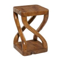 Deco 79 Teak Wood Square Accent Table With Curved Legs, 13 X 13 X 20, Brown