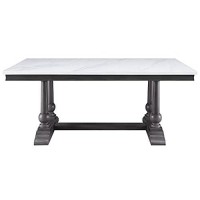 Acme Yabeina Dining Table In Marble Top And Gray Oak Finish