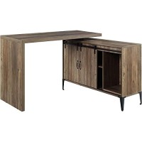 Acme Furniture L-Shape Writing Desk With Usb Port, Rustic Oakblack