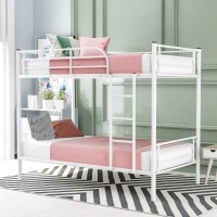 Twin Over Twin Metal Bunk Bed, Can Be Divided Into Two Beds, No Box Spring Needed