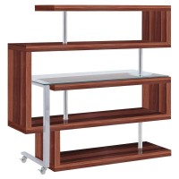 Acme Buck Ii Glass Top Writing Desk In Chrome And Walnut High Gloss