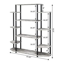 Convenience Concepts Designs2Go No Tools Book Shelf - Contemporary Storage Shelves For Display, 10 Spacious Shelves For Living Room, Office, Faux Birchblack Poles