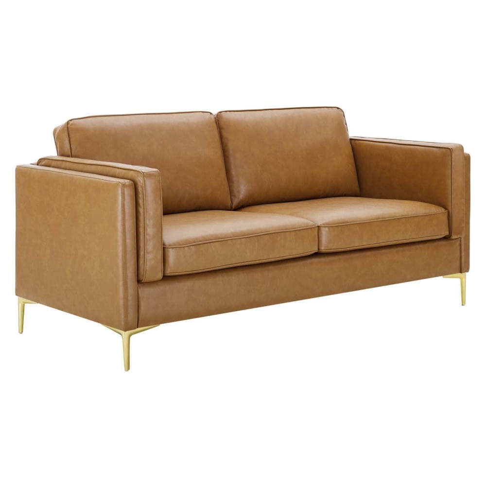 Modway Kaiya Performance Velvet Sofa, 32 X 71 X 33.5, Tan