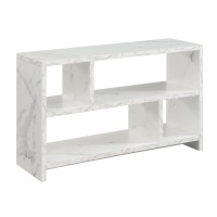 Convenience Concepts Northfield Tv Stand Console With Shelves, White Faux Marble