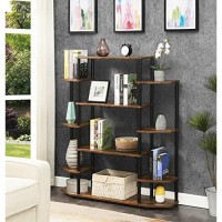 Convenience Concepts Designs2Go No Tools Book Shelf - Contemporary Storage Shelves For Display, 10 Spacious Shelves For Living Room, Office, Barnwoodblack Poles