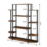 Convenience Concepts Designs2Go No Tools Book Shelf - Contemporary Storage Shelves For Display, 10 Spacious Shelves For Living Room, Office, Barnwoodblack Poles