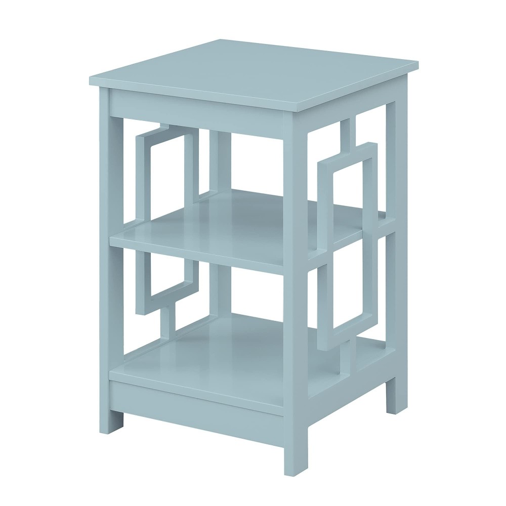 Convenience Concepts Town Square End Table With Shelves, Sea Foam