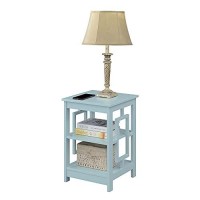 Convenience Concepts Town Square End Table With Shelves, Sea Foam