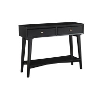 Alpine Furniture Flynn Wood Console Table With 2 Drawers In Black
