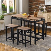 Merax 5 Piece Dining Table Set Kitchen Counter Height With 4 Chairs And Metal Legs Espresso