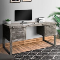 The Urban Port 61-Inch 4-Drawer Wooden Home Office Desk With Sled Leg Support