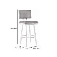 Benjara Leatherette Counter Height Armless Barstool With Swivel Mechanism, Silver