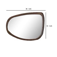 Benjara Curved Design Wooden Frame Mirror, Brown
