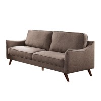 Benjara Fabric Upholstered Loveseat With Curved Track Arms And Box Cushions, Regular, Brown