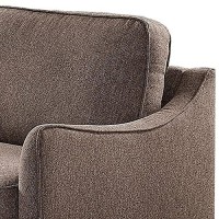 Benjara Fabric Upholstered Loveseat With Curved Track Arms And Box Cushions, Regular, Brown