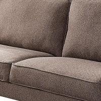 Benjara Fabric Upholstered Loveseat With Curved Track Arms And Box Cushions, Regular, Brown