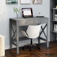 Choochoo Home Office Desk Writing Computer Table Modern Design Desk With Drawers (Grey)