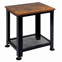 Giotorent Small End Table, Slim Industrial Side/Night Table With Durable Steel Frame And Storage Shelves For Small Space In Living Room, Bedroom And Balcony, Rustic Brown And Black (Black)