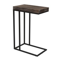 Proman Products Breeze Casual C Shaped End Table, 16 W X 10 D X 24 H, Walnut Torch Carbon