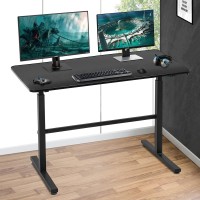 Adjustable Standing Desk, 47 Computer Desk Height Converter Large Desktop Stand Up Desk Fit Dual Monitor For Home Office,Black