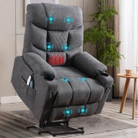 Vuyuyu Power Lift Recliner Chairs For Elderly And Adults, Electric Lazy Sofa Chair With Heat And Massage For Living Room, Bedroom With Lumbar Pillow, Usb Ports, Cup Holders And Side Pockets