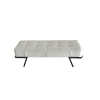 Whiteline Modern Living Shadi Bench White Faux Leather With Black Sanded Coated Steel Legs
