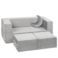 Milliard Kids Couch - Modular Kids Sofa For Toddler And Baby Playroom/Bedroom Furniture (Grey) With Bonus Pillow