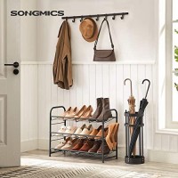 Songmics Stackable Shoe Rack, 3-Tier Shoe Rack Storage Organizer, Holds Up To 12 Pairs, Steel, 27 X 10.8 X 19.5 Inches, For High Heels, Sneakers, Slippers, In The Entryway, Closet, Black Ulmr066B01