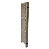 The Urban Port Room 4-Panel Foldable Wooden Divider Privacy Screen With Willow Weaved Design, Antique White
