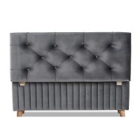 Baxton Studio Hanley Modern And Contemporary Grey Velvet Fabric Upholstered And Walnut Brown Finished Wood Storage Ottoman