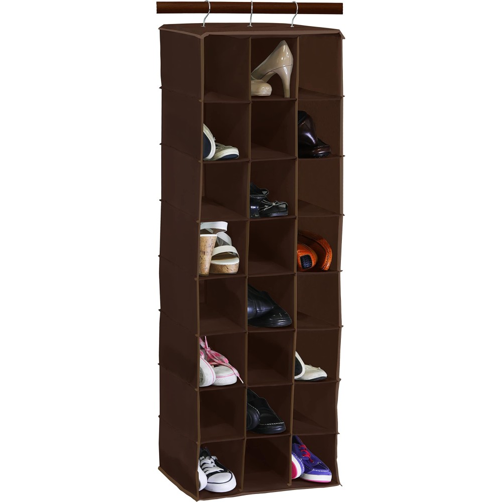 Simple Houseware Hanging Closet Organizers 24 Section Shoe Shelves, Brown