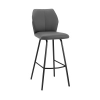 Armen Living Tandy Gray Faux Leather And Black Metal 26 Counter Stool