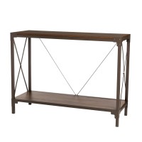 Glitzhome 43L X 15.7W Industrial Console Table For Entryway 2 Tier Foyer Table For Hallway Brown Console Table With Storage Shelf Rustic Couch Table Behind Sofa Farmhouse Sofa Tables For Living Room