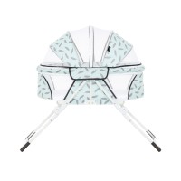 Dream On Me Karley Plus Baby Bassinet, Lightweight Compact Portable Bassinet, Easy And Quick Fold With Removable Double Canopy, Breathable Mesh Design, Ice Blue