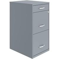 Hirsh Industries Space Solutions 18 Inch 3 Drawer Metal File Cabinet With Pencil Drawer Gray
