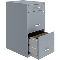 Hirsh Industries Space Solutions 18 Inch 3 Drawer Metal File Cabinet With Pencil Drawer Gray