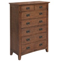 Sunset Trading Mission Bay 6 Drawer Bedroom Chest Amish Brown Solid Wood No Assembly Required, Tall Dresser