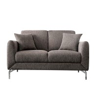 Benjara 54 Inches Loveseat With Fabric Padded Seat And Metal Legs, Gray