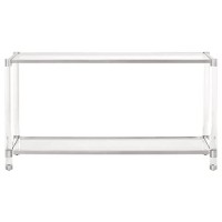 Benjara 55 Inch Glass Top Rectangular Console Table, Clear And Silver