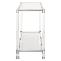 Benjara 55 Inch Glass Top Rectangular Console Table, Clear And Silver