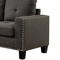 Benjara Fabric Upholstered Loveseat With Track Arms And Nailhead Trim, Gray