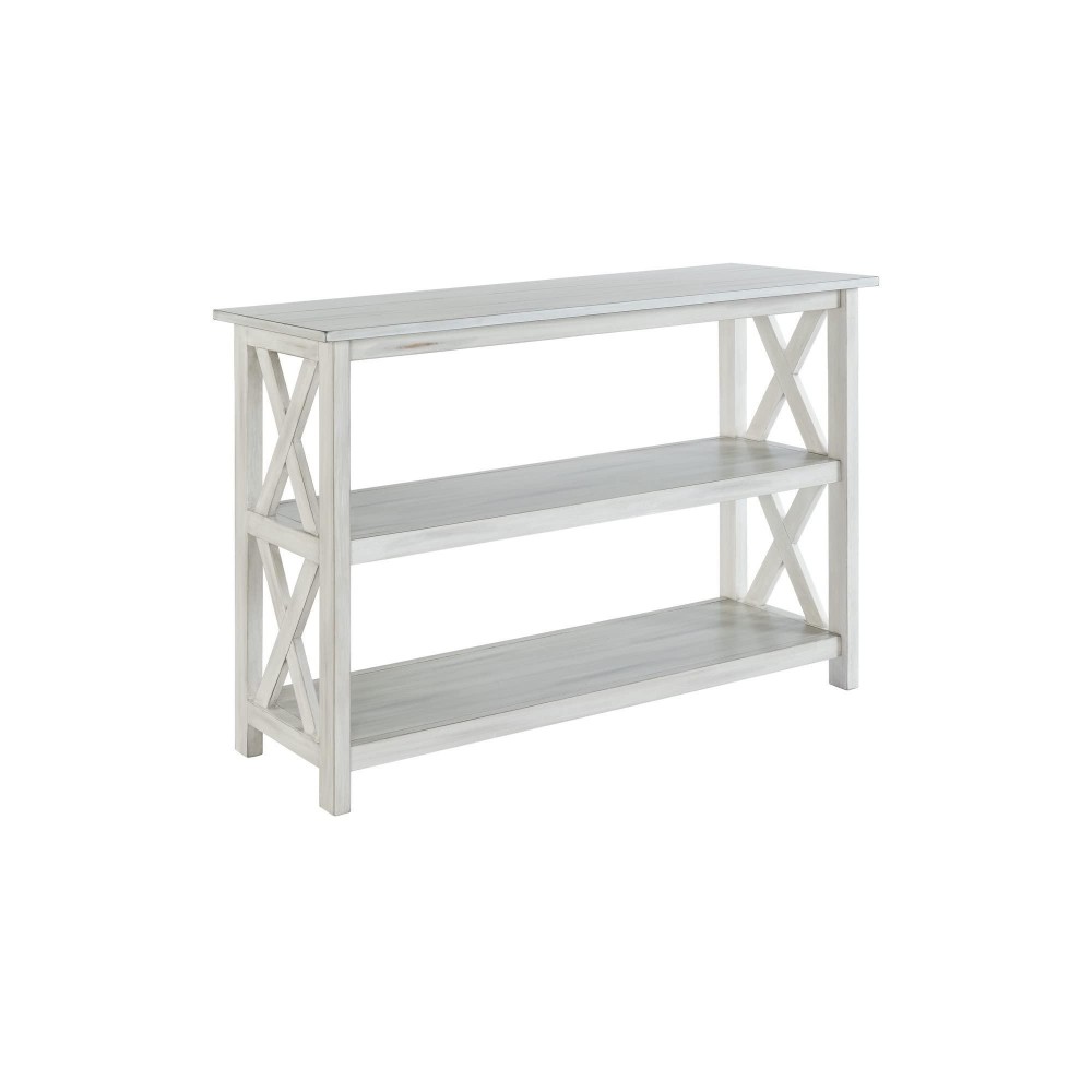 Benjara 2 Shelf Wooden Entryway Table With X Shaped Accent, White